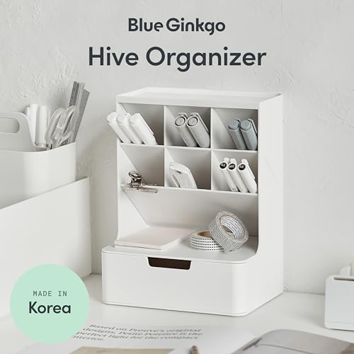 BLUE GINKGO Hive Pen Desk Organizer, White, Made in Kore - color: WHITE, size: Hive