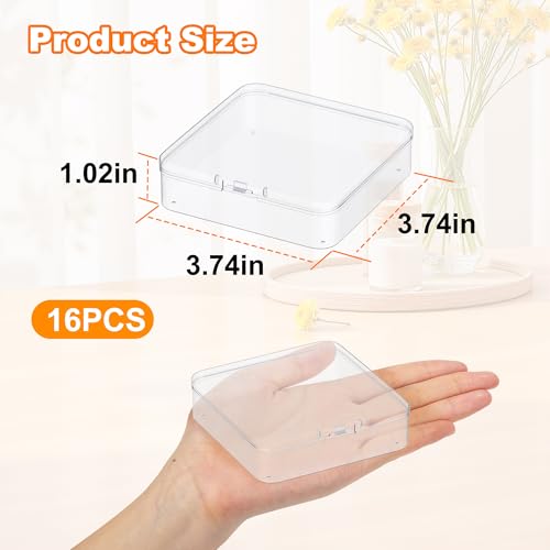 16 Pack 3.74 x 3.74 x 1.02 inch Clear Plastic Storage Containers with Lids - color: 16 PCS, size: 3.74 x 3.74 x 1.02 in