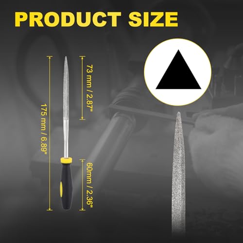 HARFINGTON 2Pcs Diamond File 5x175mm Diamond Needle Triangular Files - size: 5 x 175mm