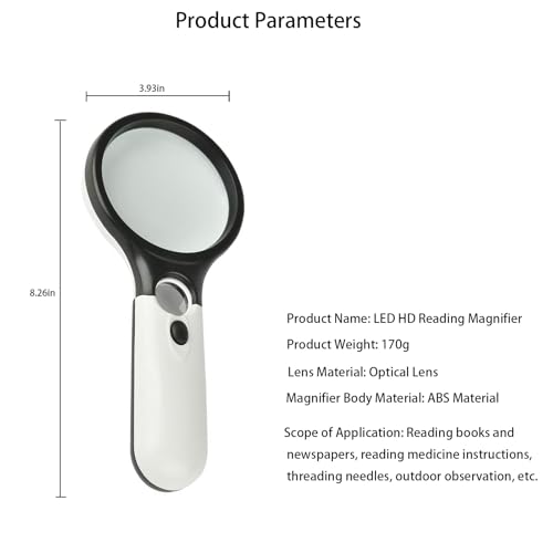Magnifying Glass with Light, Portable Handheld Reading Magnifier