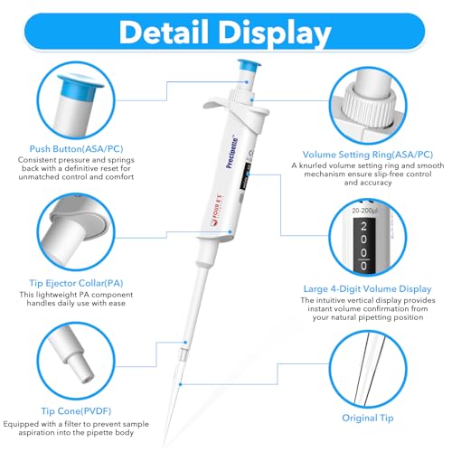 FOUR E'S SCIENTIFIC 20-200μL Pipette Pro, Single-Channel Pipettor - size: 06 (20-200μL)