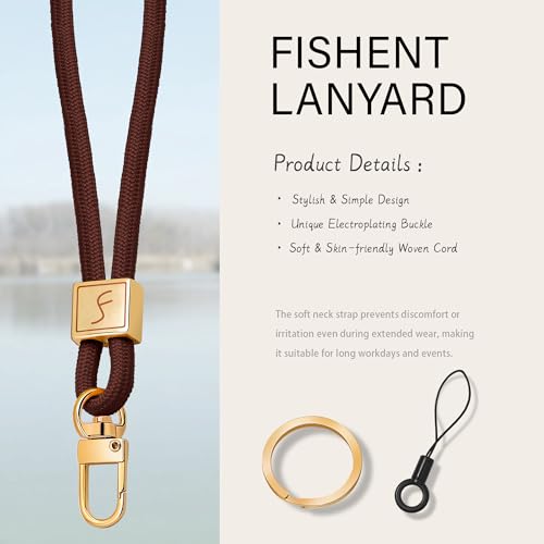 Fishent Lanyard, Cute Neck Lanyards for Keys ID Badges Holder, Keychain Key Teacher Lanyard with Safety Breakaway Buckle for Women Men, Dark Brown - color: Dark Brown