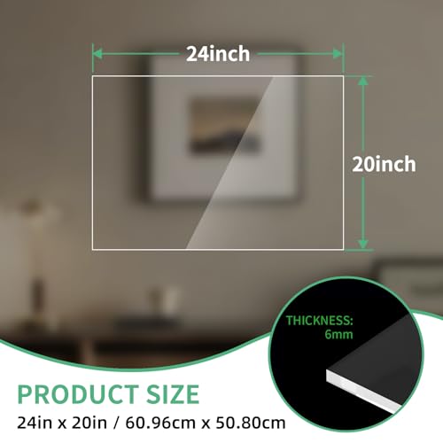20X24 Plexiglass Sheets 1/4 ” Thick,6mm Clear Acrylic Sheet 2 Pack - size: 6mm,20X24"