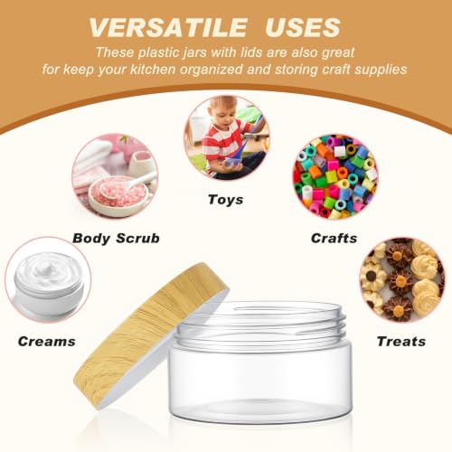 24 Pack 10 oz Clear Cosmetic Lotion Jars, Light Wood Grain Lids & Labels - color: Clear with Light Wood Lid, size: 10 oz