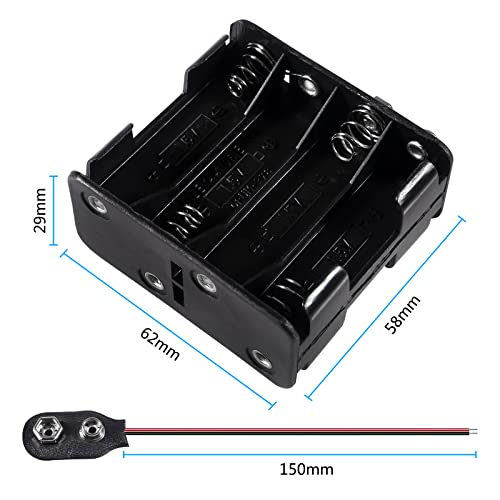 4pcs 8X 1.5V (12V) AA Battery Holder with 4pcs 9V I Type Battery Snap Connector 12 Volt Thicken Plastic Housing 2 Layers Battery Case - style: 8X 1.5V AA Battery Holder