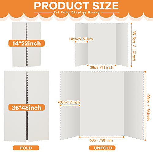 Henoyso 8 Pcs 14 x 22 Inch White Tri Fold Poster Board Bulk for Display - color: White, size: 14 x 22 Inch