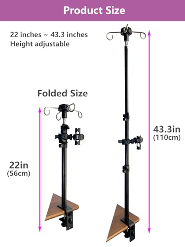 Feeding Tube Holder Stand Compatible Infinity Kangaroo Pump Rack for Gravity Syringe,Portable IV Pole for Travel,Enteral Gastrostomy Telescopic Pole,NG Tube Supplies Accessories (43 Inchs with Clamp) - size: 43 Inchs with Clamp