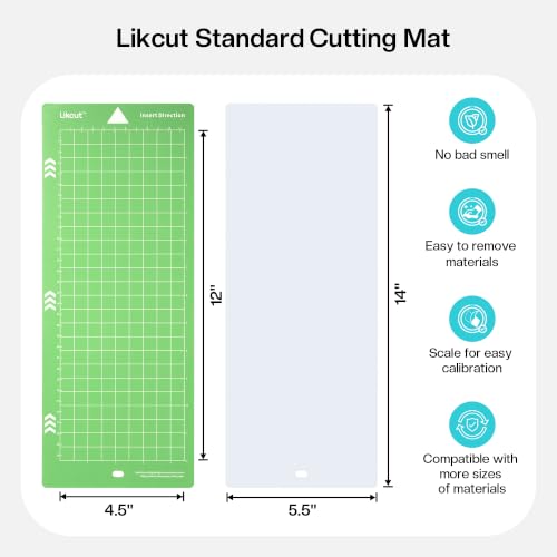 Likcut Self Healing Cutting Mat for Glee S501 Vinyl Cutter, 4.5" x 12" Standard Adhesive Mat, 3 Pack Likcut Replacement Mats for DIY Crafts, Quilting, Vinyl, Adhesive Green Cutting Board - color: Green, size: 12"L x 4.5"W