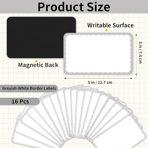 16 Pack Magnetic Dry Erase Labels, 3x5 in, Gray White Lace - color: Gray White