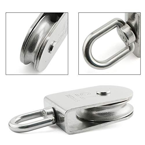 1-Pack M75 Single Pulley Block Stainless Steel Heavy Duty Hardware Single Wheel Swivel Rigging Lifting Wheel Fixed Pulley for Wire Rope Loading 750kg - size: 1-Pack M75