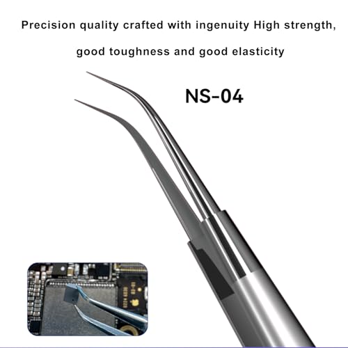 Multipurpose Curved Tweezers Super Hard Alloy 3D Tweezers Extra Fine Tip Industrial Tweezers For Electronics, Jewelry Making, Models, Medical, Crafts, Soldering, Watches, Phones Repair - size: NS-04 3D Curved