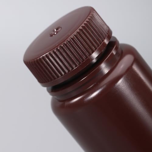 4.2 oz Wide Mouth Lab Reagent Bottle, Sealed Leak-proof Amber HDPE Container, Pill & Water Sample Bottle (2 Pcs) - color: Brown, size: 4.2oz(125ml)
