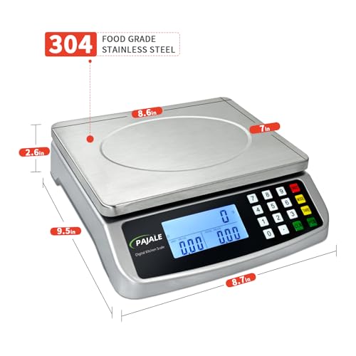 Large Food Scale 66 lb, Commercial Kitchen Scale 30kg with Price Computing, 0.05oz/1g, 304 Stainless Steel Digital Scale for sourdough Bread Baking Cooking Meat Restaurant Vegetables Farm - color: SILVER 30KG