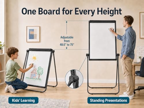 40"x28" Double Sided Magnetic Dry Erase Easel Whiteboard on U Stand - size: 28"W x 40"H