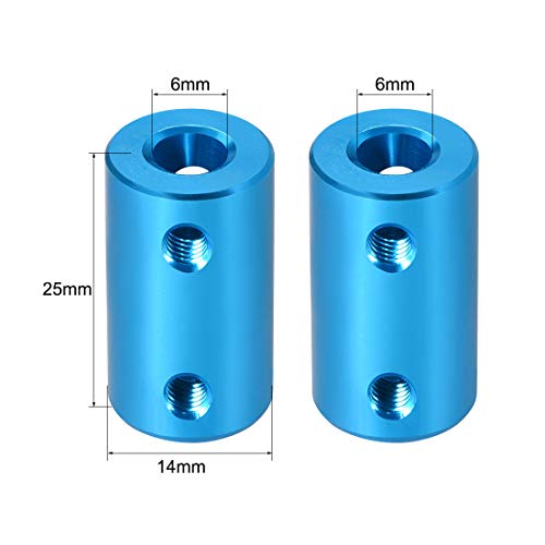 uxcell 6mm to 6mm Bore Rigid Coupling Set Screw L25XD14 Aluminum Alloy,Shaft Coupler Connector for 3D Printers, Motor Accessories,Blue - size: 6mm to 6mm