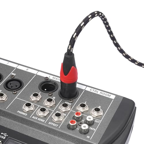 XLR Cable 50ft 2 Packs - Premium Balanced Microphone Cable with 3-Pin XLR Male to Female Mic Speaker Cable, Black and White Grid Layer, Pure Copper and Plated Conductors - color: Black and White Grid, size: 50 FT, 2Packs