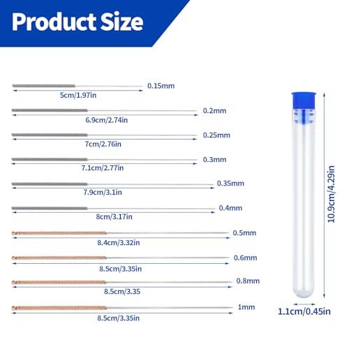 10 PCS 3D Printer Nozzle Cleaning Kit, 0.15/0.2/0.25/0.3/0.35/0.4/0.5/0.6/0.8/1.0mm Stainless Steel Nozzle Cleaning Needles, 3D Printer Nozzle Cleaner Tool for 3D Printer Accessory - size: 0.15/0.2/0.25/0.3/0.35/0.4/0.5/0.6/0.8/1.0mm