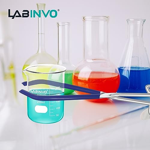 Lab Beaker Tongs with Blue Rubber Coated Ends, Chrome Plated Steel Clamping Tools for 50mL - 2000mL Capacity - style: Beaker Tong