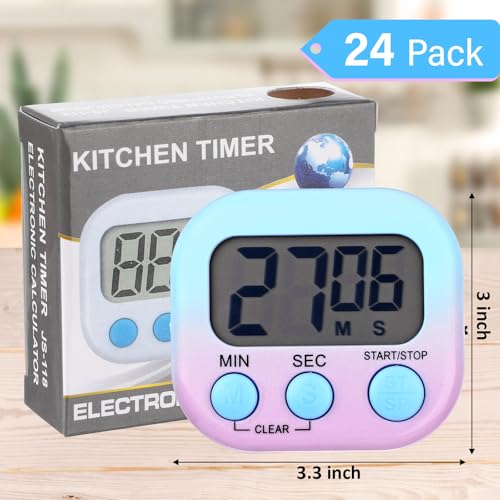 Weewooday 24 Pcs Digital Kitchen Timer Bulk, Gradient Color - color: Gradient Color