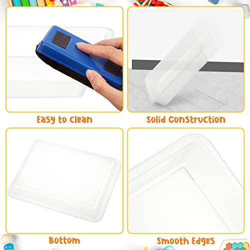 Maitys 24 Pcs Classroom Art Trays Plastic Activity Tray for Kids Craft Stackable Shallow Storage Organizer Serving for DIY School Books Home Painting Projects 9.45 x 7.1 x 1.38 Inch(Clear) - color: Clear