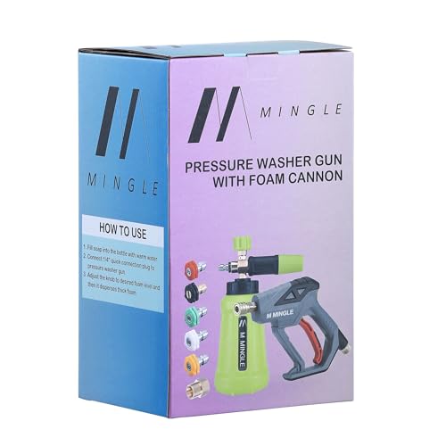 M MINGLE High Pressure Washer Gun Snow Foam Lance, 4000 PSI, 1 Liter - color: yellow