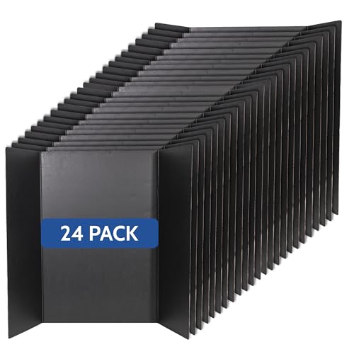 EPI Tri Fold Cardboard Display Board. Large 36 x 48in Black Tri-fold Poster 24 Pack. Professional Presentation Boards with Rounded Corners for Science Fair Project, School and Business Presentations - color: Black, size: 36 x 48 inches (24 Pack)