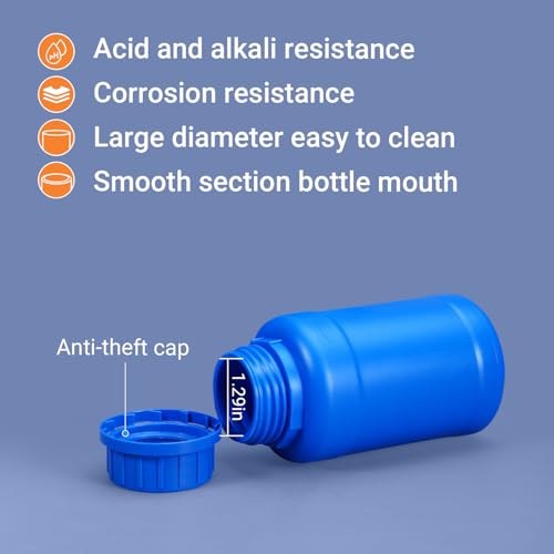8 oz Blue HDPE Wide Mouth Bottles, Light-Proof Plastic Storage Bottles with Leakproof Sealed Caps, 4 Pack - color: Blue, size: 8 ounces
