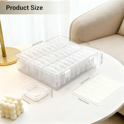 Bead Organizer Box, 30 Pcs Small Beads Storage with 84 Label Stickers, Clear Plastic Small Containers for Jewelry Making, Diamond Painting, DIY Art Crafts, Bracelet Making, Nail Rhinestones, Seeds - color: 1-Pack 30 Pcs