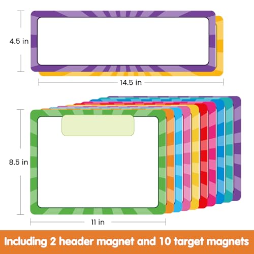 Auchq Classroom Objectives Magnetic Write & Wipe Paper Organization Chart, Dry Erase Objectives Learning Magnets for Classroom Whiteboard. - color: 12 Pack
