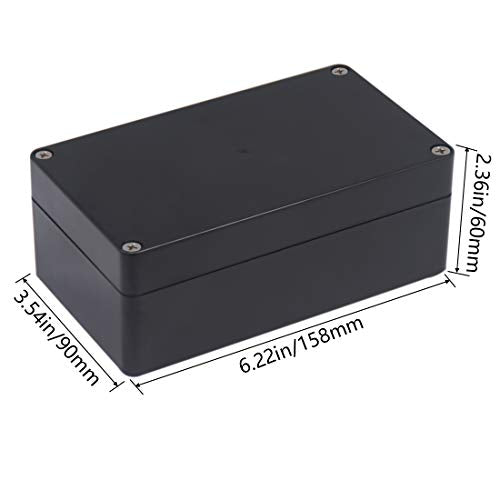 Project Box IP65 Waterproof Junction Box ABS Plastic Black Electrical Boxes DIY Electronic Project Case Power Enclosure 6.22x3.54x2.36 inch (158 x 90 x60 mm) - color: Black, size: 6.22"x3.54"x2.36"