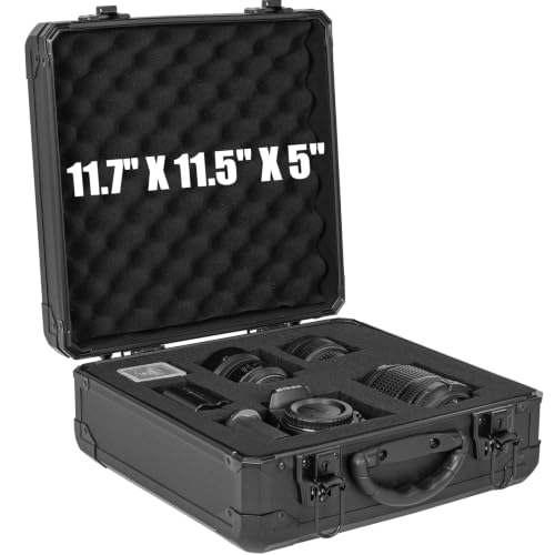 Protective Hard Case Shockproof Water-resistant with Customized DIY Foam Insert fit for Camera, tools, etc, 12.2 X 12.2 X 4.5-Inch - size: Inner:11.7''X 11.5''X 5 ''