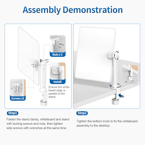 16x12 Clamp-On Desk Whiteboard, Double Sided Magnetic Dry Erase Memo Board