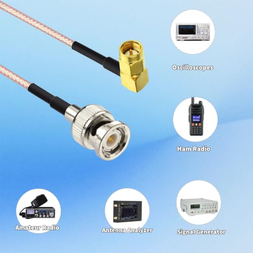 Superbat 20inch SMA Male to BNC Male Adapter RG316 Coaxial Cable 2-Pack - color: BNC to SMA single elbow