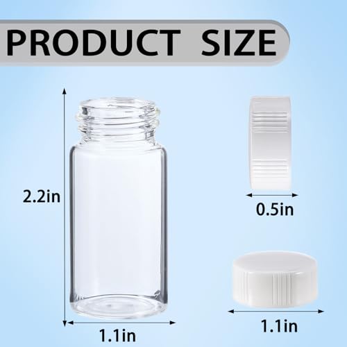 20ml Scintillation Vials - Scintillation Counting Vials, 22-400 White Screw Cap,Polyethylene Liner (Pack of 100)