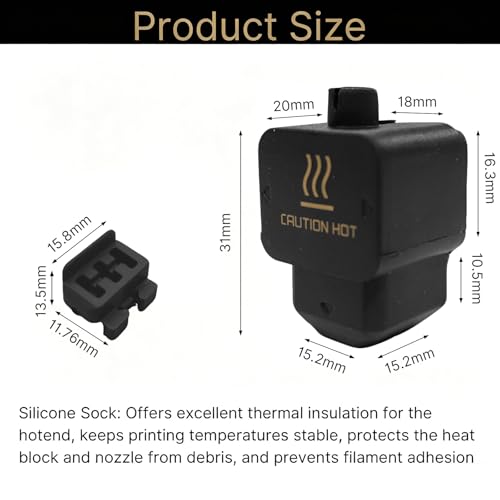 10Pcs Silicone Socks for Bambu Lab H2D H2S H2C Hotends, Heater Block Covers Thermal Insulation Sleeves with 4Pcs Silicone Brushes, 3D Printer Replacement Parts (H2D) - size: H2D/H2S/H2C left-side hotend