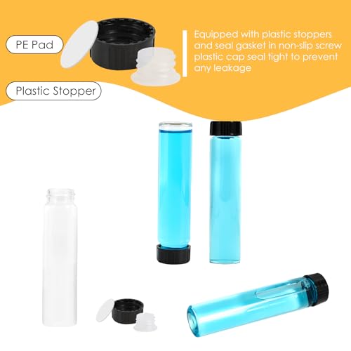 25PCS 40ml Clear Glass Small Vials with Screw Caps & Plastic Stoppers - size: 40ml