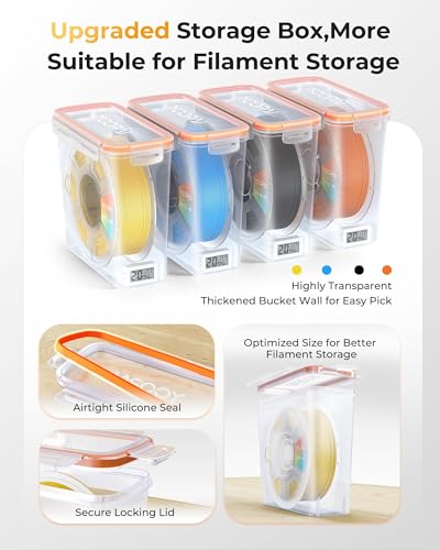 YOOPAI Pro Filament Storage Box with Temperature & Humidity Monitor, Airtight Filament Storage Container with Desiccant for 1KG 1.75mm PLA ABS PETG TPU, Single Spool 3D Printer Filament Storage Box(4)