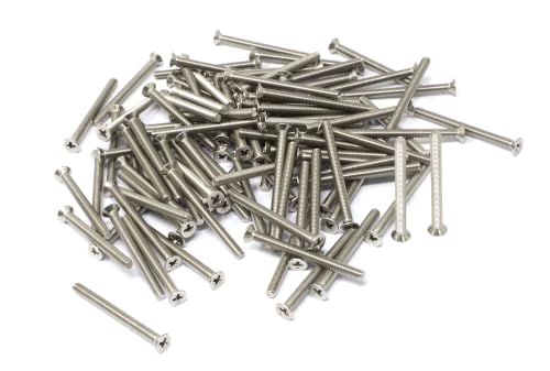 iexcell 100 Pcs M3 x 35mm Thread Pitch 0.5 mm Stainless Steel 304 Phillips Drive Flat Head Countersunk Screws Bolts, Bright Finish - size: M3 x 35mm