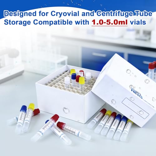 100-well Cryo Boxes, Plastic Coating, 3 Inch Height, Pack of 5 - size: 3 in,100-well