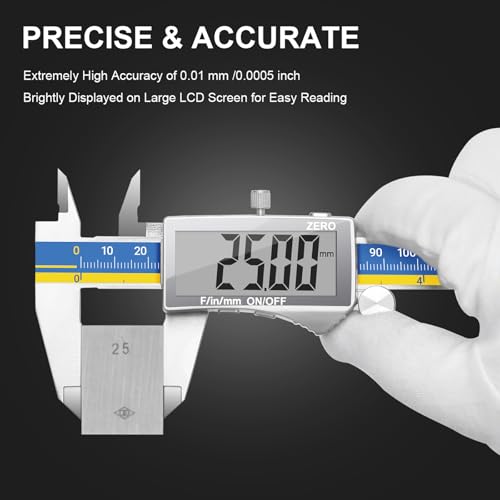 Preciva Digital Caliper, Stainless Steel Vernier Caliper Digital, Micrometer Calipers with Large LCD Screen, Auto-Off Feature, Inch Millimet Conversion, 6 Inch Caliper Tools for DIY/Household(Blue) - color: Blue