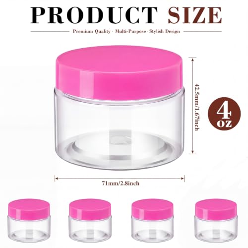 SATINIOR 36 Pieces 4 oz Plastic Jars with Lids Wide Mouth Airtight Reusable Container Acrylic Cosmetic Small Jars for Lotions Ointments Travel Toiletries Creams Make up Storage(Pink) - color: Pink, size: 4 oz