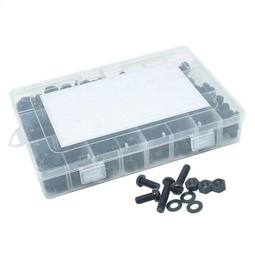 Metric M8 Nylon Black Phillips Pan Head Screw Nut & Flat Washer Kit - color: M8-Black
