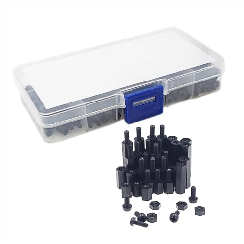 M2.5 Black Nylon Male-Female Hex Standoffs Screws Nuts Assortment Kit - size: 240PCS/M2.5(Black)