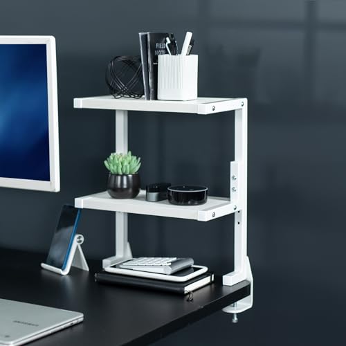 VIVO White Clamp-on 13 inch 2-Tier Desk Shelf, STAND-SHELF2CW - color: White, size: 13 inch