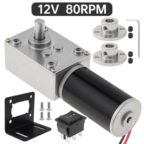 Worm Gear Motor Kit 12V DC 80 RPM Bracket, Couplings Forward‑Reverse Switch - size: Speed-80 RPM