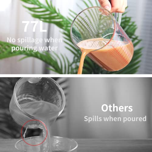 77L 4 Cup Glass Measuring Cup (1L), High Borosilicate Glass Measuring Cup - color: Red and black measuring scale, size: 1000 ML (4 Cup)