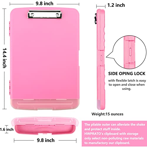 HWPRATO Clipboards with Compartment Clipboard Organizer Plastic Foldable File Folder Pink Clipboard with Storage Case for Teacher,Kids,Doctor,Offices (Pink) - color: Pink