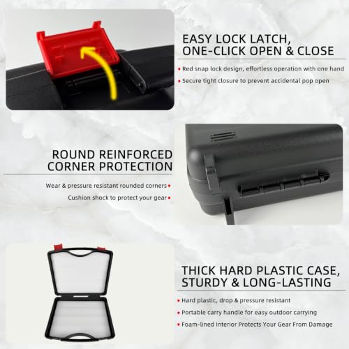 Portable Tool Box, Hard Carrying Briefcase with Pluck Foam Interior, Outdoor Storage Box with Foam Interior - Outer Size: 12.99” x 10.71” x 3.23” - size: M