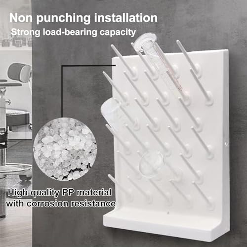Lab Drying Racks for Lab Glassware and Bottles Wall Mounted Test Tube Dryer Detachable PP Lab Rack White (Small 27pegs) - size: Small 27pegs