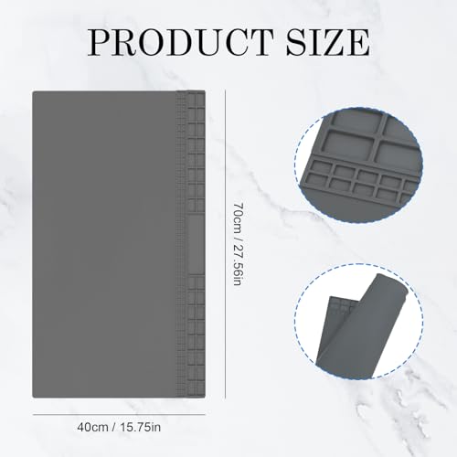 Oversized Large Soldering Mat, 27.6"x15.7" Heat Resistant Silicone Work Mat, 932°F Anti-Static & Magnetic Repair Pad for BGA Soldering Iron, Electronics, Phone, Laptop, PC, Watch Repair (Gray) - color: Gray